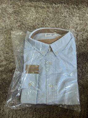 JJJJound light blue and white striped Oxford shirt